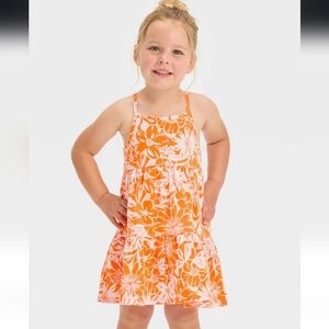 Toddler Girls' Orange Floral Tank Dress - Cat & Jack Orange 2T